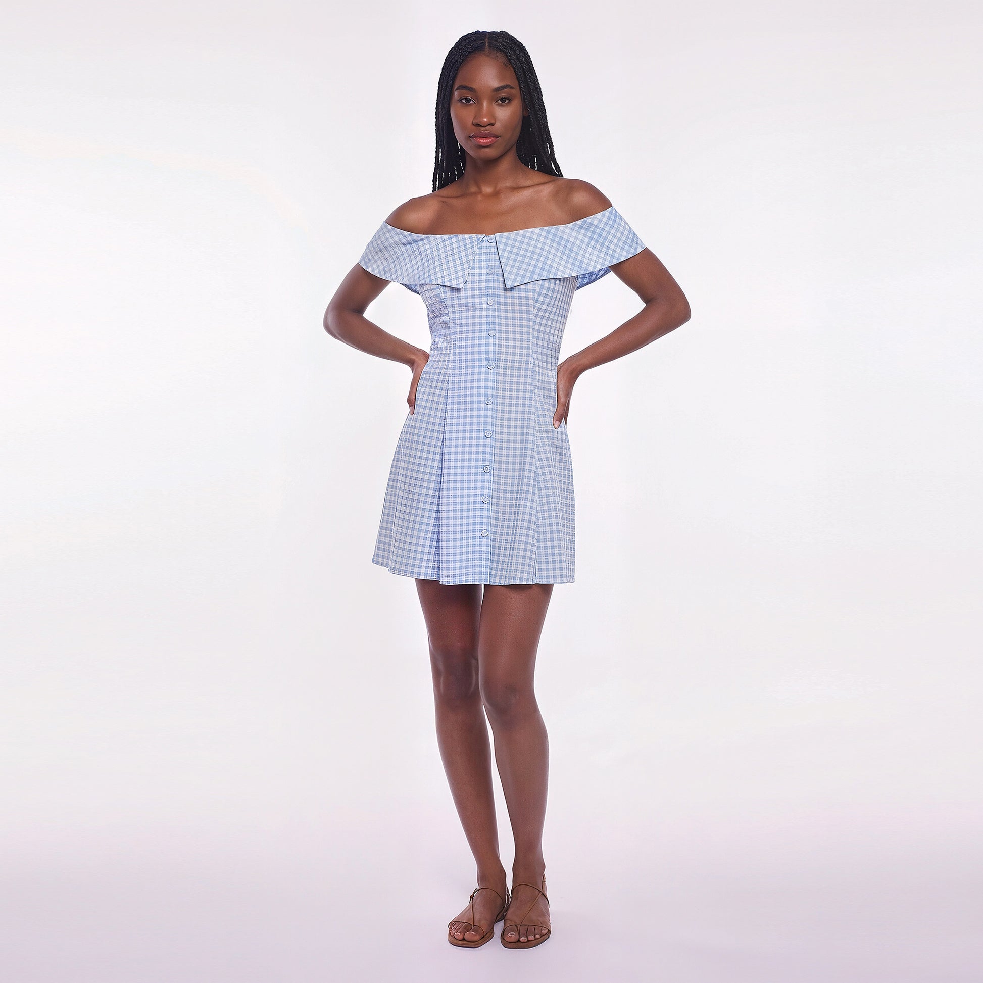 Adeline Mini Dress S / Cloud Blue Gingham