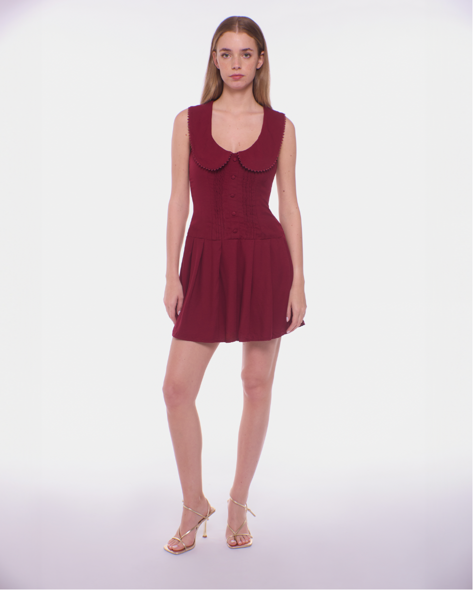 Ingrid Mini Dress - Berry Rouge