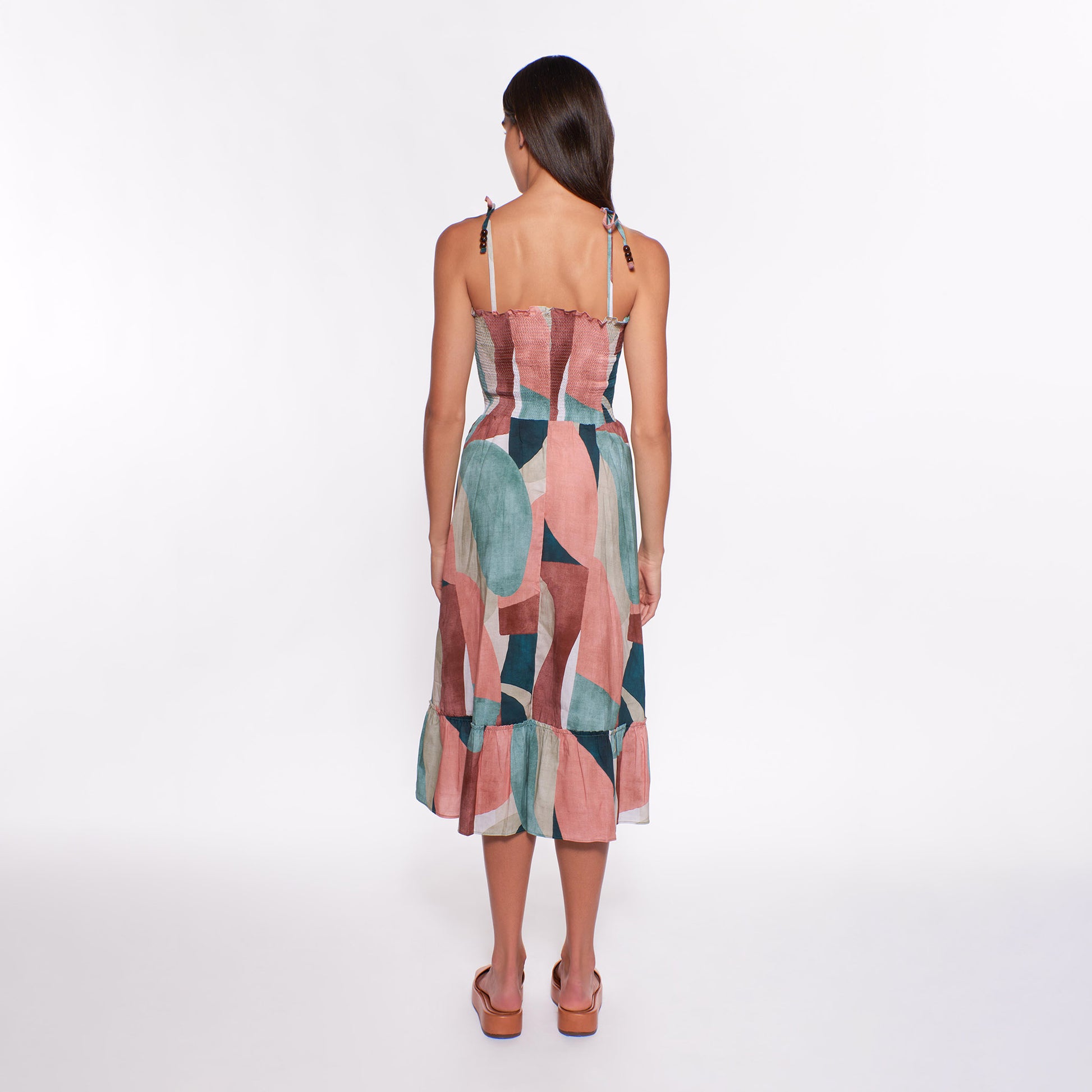 peixoto eddie midi dress Peixoto Eddie Sleeveless Womans Pink Smocked Bodice Midi Dress Small yjn0524